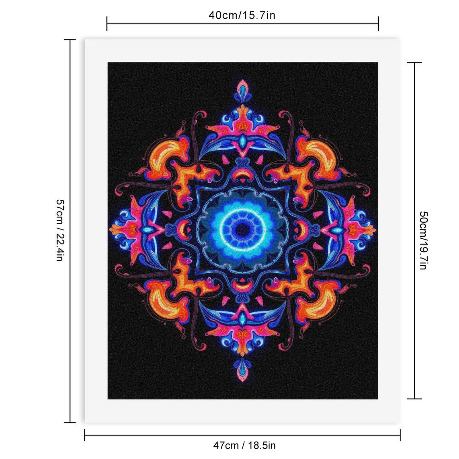 Paint By Numbers Kit for Adults Beginner - DIY Neon Mandala Art Symmetrical Design Canvas Painting Kits for Adults, Frameless Paint By Number for Adults for Home Wall Decor 16x20 Inch