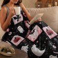 thumbnail image 4 of Halloween Throw Blanket with Pink and Black Plaid Fleece Design Featuring Pumpkins and Bats, Soft Fall Fleece Throw Blanket for Couch and Home Decor, Cozy Halloween Decorations, 4 of 5