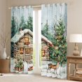 thumbnail image 2 of Homewish Xmas Tree Deer Curtains Pack of 2 (42x84 Each) for Teens Boys Girls,Retro Rustic Cabin Curtains Blackout,Happy Xmas Bedroom Curtains,Super Cozy Room Decor, 2 of 6