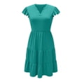 thumbnail image 4 of MaFYtyTPR Summer Dresses for Women Ruffle Short Sleeve V-Neck Casual T Shirts Sundress Pleated Dresses with Pockets A-Mint Green XXL, 4 of 4