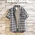 thumbnail image 2 of Camisas de los Hombres de Manga Larga Casual Botón de Comprobación Bolsillo Solapa Camisa de Moda, Poliéster Cuadrado, 2 of 9