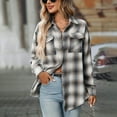 thumbnail image 4 of Towmus Womens Plus Size Flannel Shirts Plaid Shirts Long Sleeves Casual Button Down Collared Unisex Tops with Pockets, 4 of 8