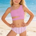 thumbnail image 2 of Girl Swimsuits Two Piece Bikini Set Girl Swimsuit Size 7 Kids Cutout Bikini Top Bathing Suit Girls' Summer Beach Swimwear, Size 7-8 Years,Pink, 2 of 4
