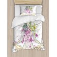 thumbnail image 1 of Yoga Duvet Cover Set Twin Size, Girl with Floral Wreath Sitting in Lotus Pose Color Splashes Levitation Meditation, Decorative 2 Piece Bedding Set with 1 Pillow Sham, Multicolor, by Ambesonne, 1 of 3