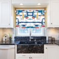 thumbnail image 5 of Yayeee Kitchen Curtains Light Filtering 27"x24" Rod Pocket Short Cafe Window Panel, Dark Blue Hand Drawn Sailboats, 5 of 7
