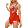 thumbnail image 4 of LWP Women Sexy Lace Chemise Sleepwear Mesh Nightgown Lingerie Babydoll Dress, 4 of 10