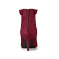 thumbnail image 4 of Unique Bargains Women's Pointed Toe Stiletto Heel Ruffle Ankle Boots Burgundy (Size 8), 4 of 7