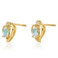 thumbnail image 5 of 14K Solid Yellow Gold Blue Aquamarine Diamond Heart Stud Earrings March Birthstone Jewelry, 5 of 10