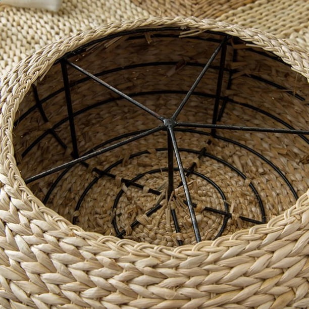 Knitted Straw Flat Seat Cushion, 15.7inch Round Pouf Tatami