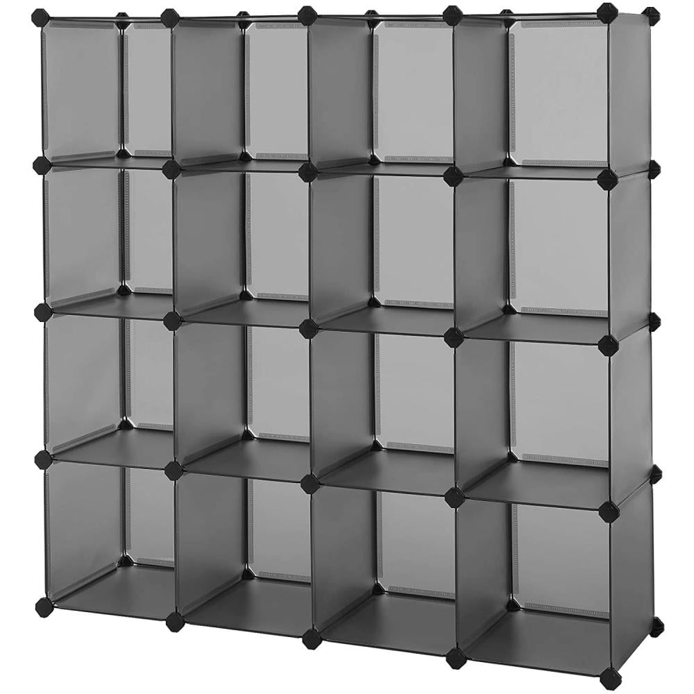 Cube Storage 16 Book Shelf, Cube Unit Bookcase Gray