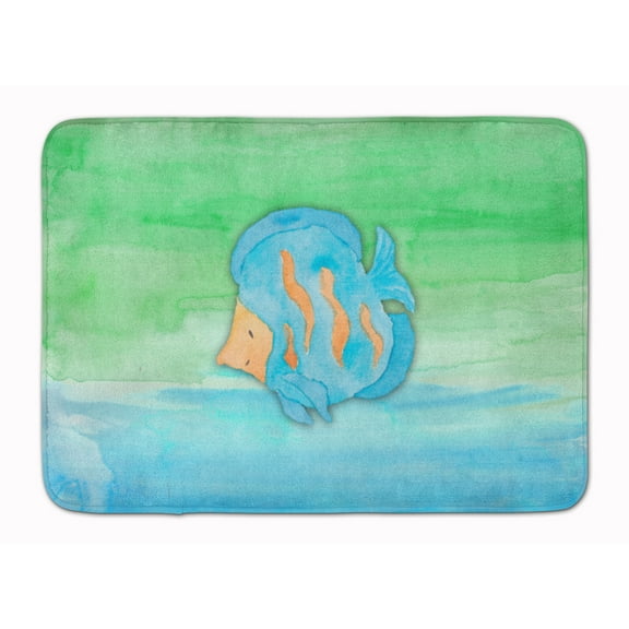 Blue Fish Watercolor Machine Washable Memory Foam Mat