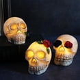 thumbnail image 5 of Skeleton Skull Head Halloween Decorations LED Glowing Scary Skeleton Skull Props with Flower,The Day of the Dead Halloween Haunted House Yard Lawn Garden Decoration,Eyes Flower, 5 of 7