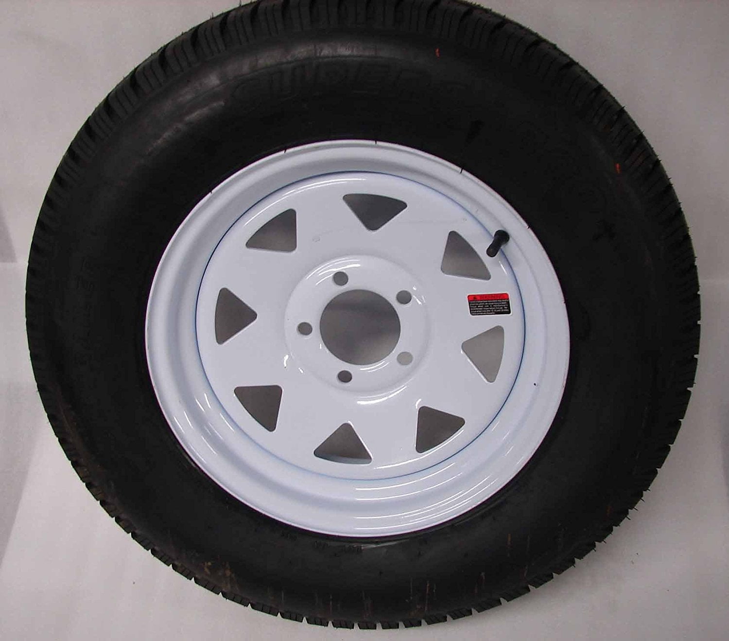 5x4 5 Bolt Circle 14 White Spoke Trailer Wheel With Bias ST205 75D14 