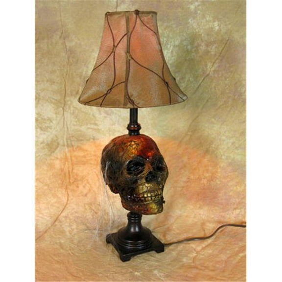 Corpse Head desk lamp with antique shade