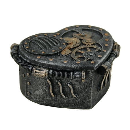 metallic heart shaped steampunk trinket box walmart com