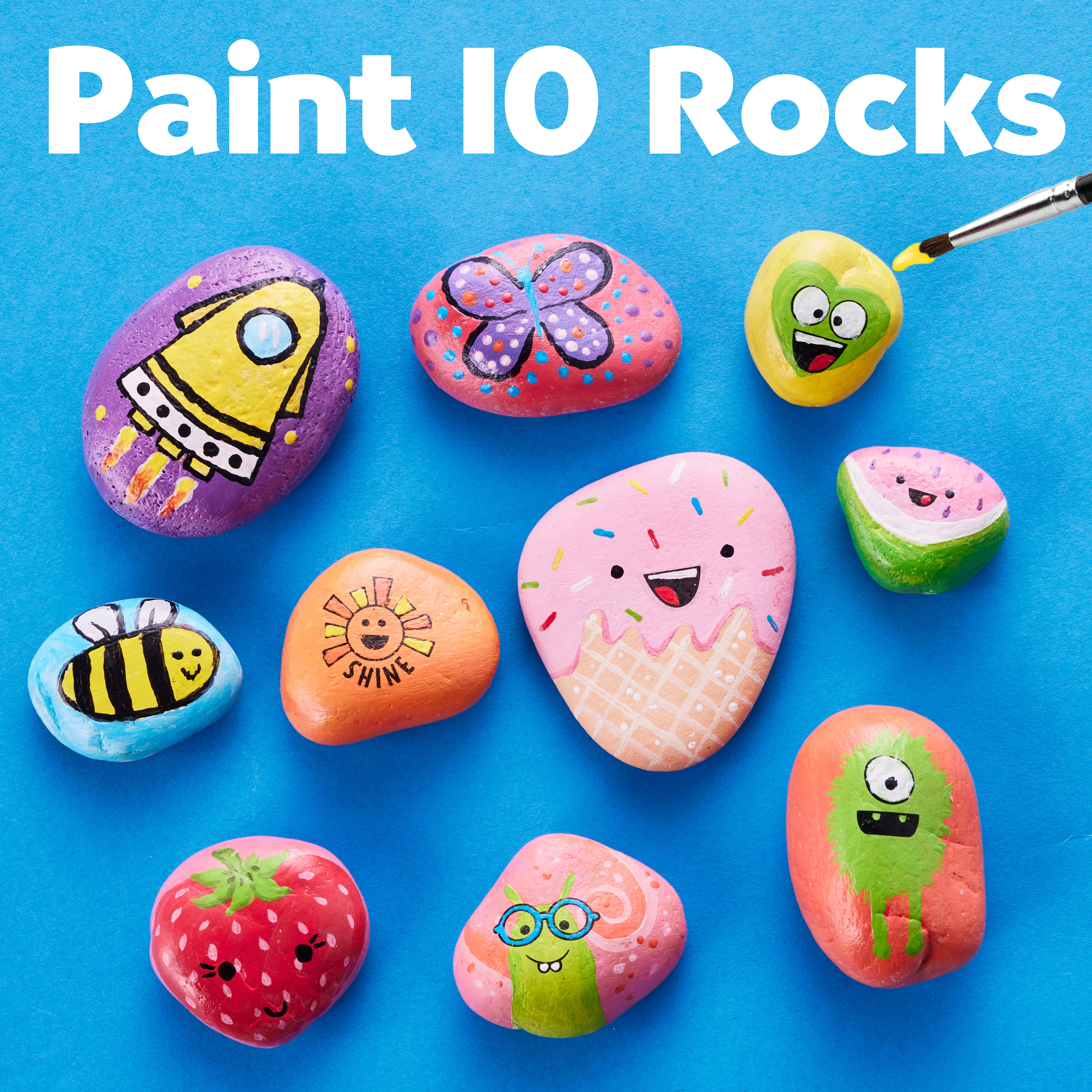 Rock Painting Kit for Kids | Arts & Craft Kits for Girls & Boys with 10  Assorted River Rocks, Acrylic Paints, Paintbrushes, Art Smock, Paint  Markers