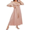 thumbnail image 3 of Femmes Automne Midi Robe à Manches Longues Noeud avant Robe en Satin, 3 of 7