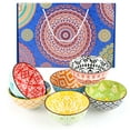 thumbnail image 2 of 6 pcs Ceramic Bowls, Bohemian Style Bowl Gift Set, Assorted Dinnerware Serving Bowls for Cereal, Soup, Dessert, Snack, Fruit, Salsa, Soup Bowl Sets, 2 of 8