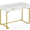 thumbnail image 2 of Spaco 39" Computer Desk with Drawers, Modern Writing Desk Study Desk, Desk for Indoor as Home, Office, White+Gold, 2 of 4