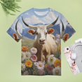 thumbnail image 4 of Farmhouse Highland Cow Funny Cattle And Flower Women's T-Shirt Short Sleeve T Shirts Tops Tee Ladies Loose T, 4 of 6