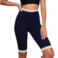 thumbnail image 2 of Stamzod Leggings for Women Tummy Control Lace Patchwork Slim Fit Yoga Pants Women Knee Length High Waisted Leggings Blue XL, 2 of 6