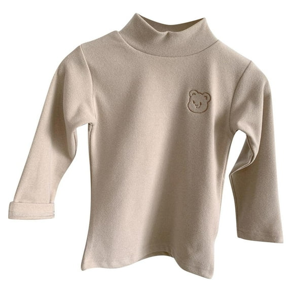 Hpgjzj Toddler Turtleneck Baby Girl Boy Long Sleeve Shirt Solid Color Mock Neck Shirt Knitwear Blouse Fall Winter Clothes