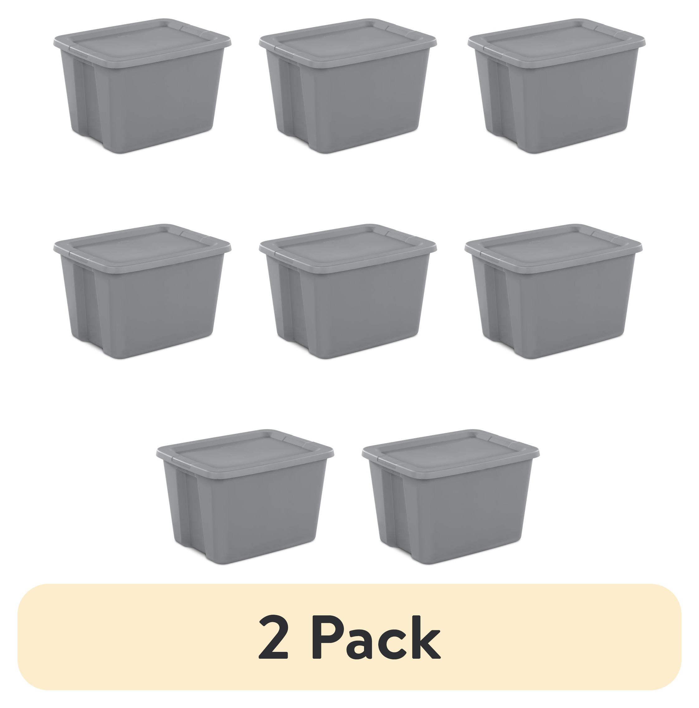 (16 pack) Sterilite Large Storage Bin, 18 Gallon Durable Plastic Storage Tote with Snap-On Lid, Gray, 8 pack