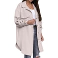 thumbnail image 2 of GEWSEY Womens Plaid Shacket Jacket Long Corduroy Shirt Casual Lapel Button Down Flannel Trench Coats (Grey, L), 2 of 4