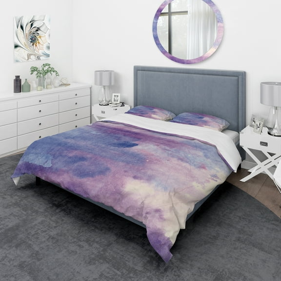 Designart 'Watercolor Purple Haze II' Geometric Duvet Cover Set