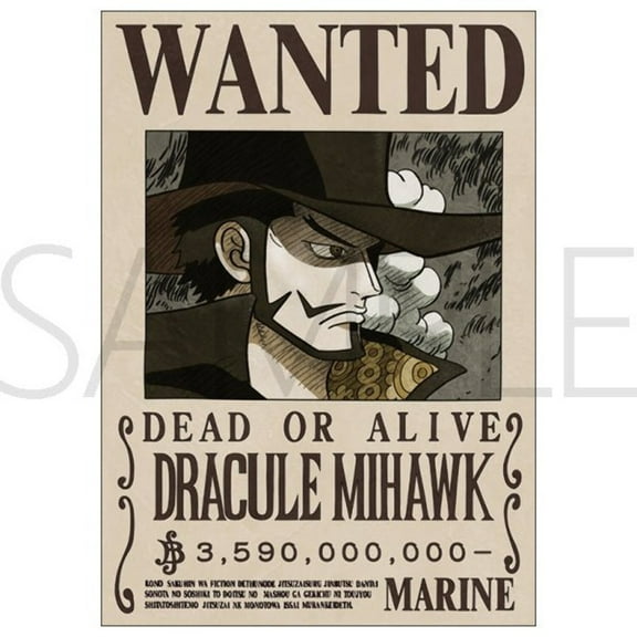 [One Piece] Mihawk 3.5B Official Japan Mugiwara Wanted Poster 42x30cm