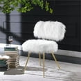 thumbnail image 2 of Trent Home Faux Fur Accent Chair in White with Gold Legs, 2 of 7