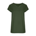 thumbnail image 3 of Ahabrexf Women's Tops Casual Short Sleeve V Neck Solid Color Blouse, 3 of 6