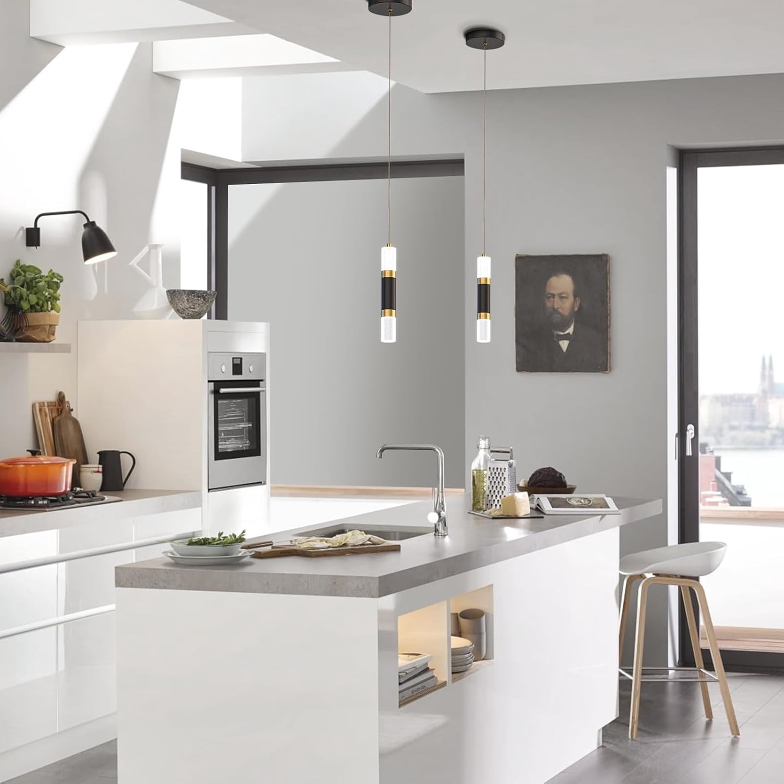 Glitnous Pendant Lighting 3 Light Ceiling Lights Hanging Lamp Black Gold LED Pendant Lights Fixtures Over The Sink Light for Kitchen Island Dining Room Bedroom Hanging LED Lights