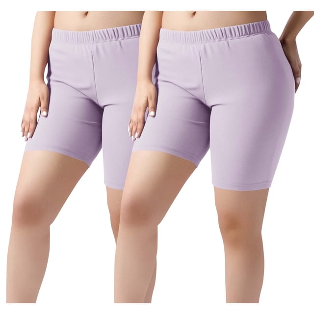 Pantalones cortos de yoga de 2 piezas para mujer, de poliéster, con cintura elástica y color liso.