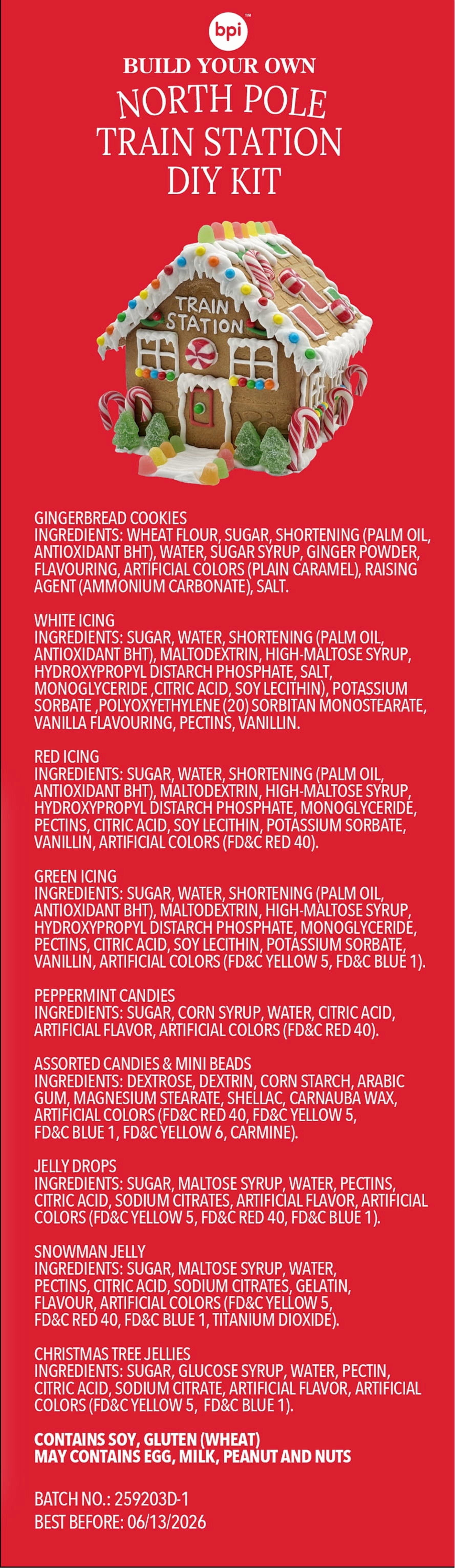Pre-Built Gingerbread Christmas Train Station DIY Kit, Ready to Decorate, 44.79 oz