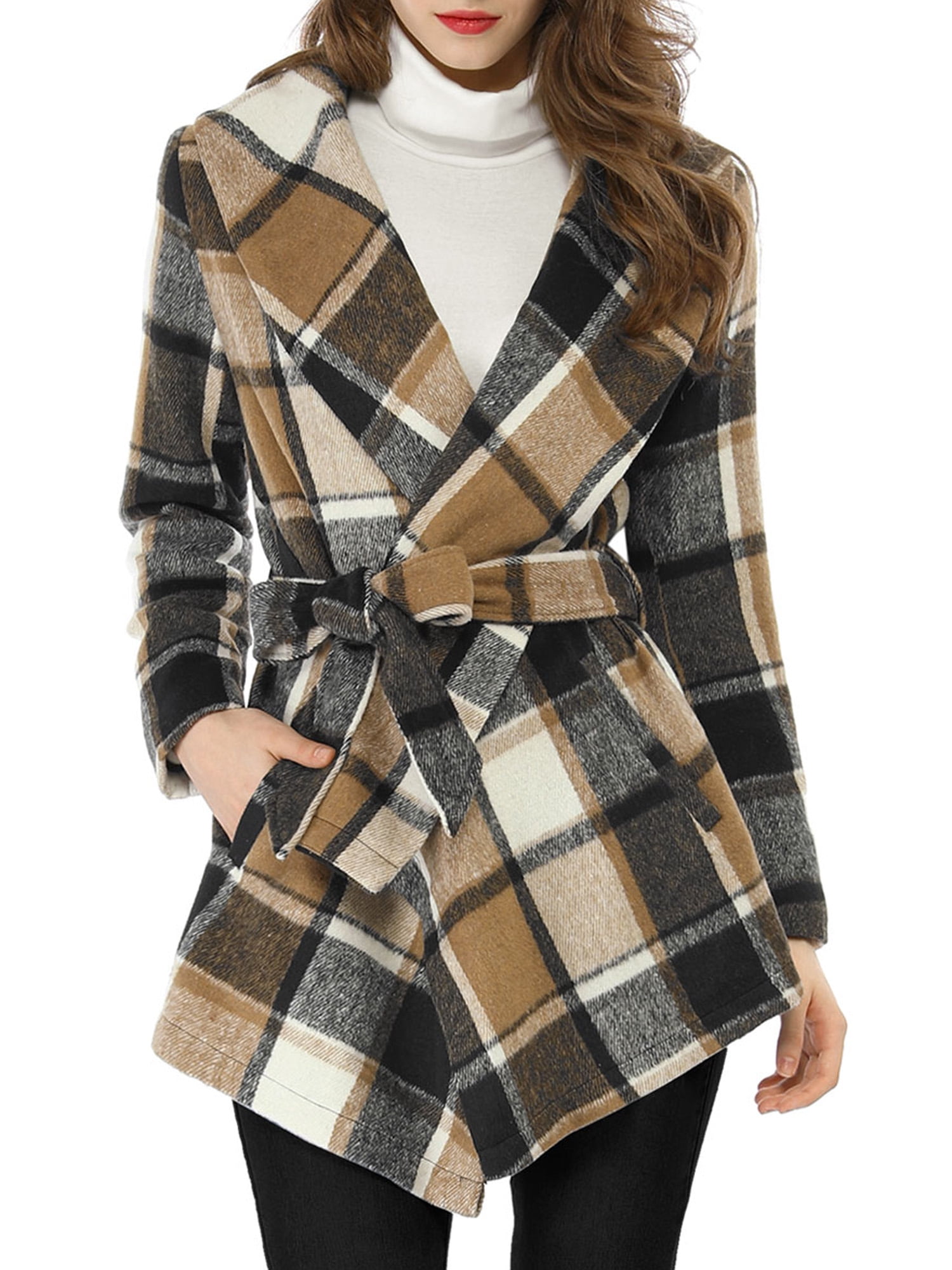 belted wrap coat womens