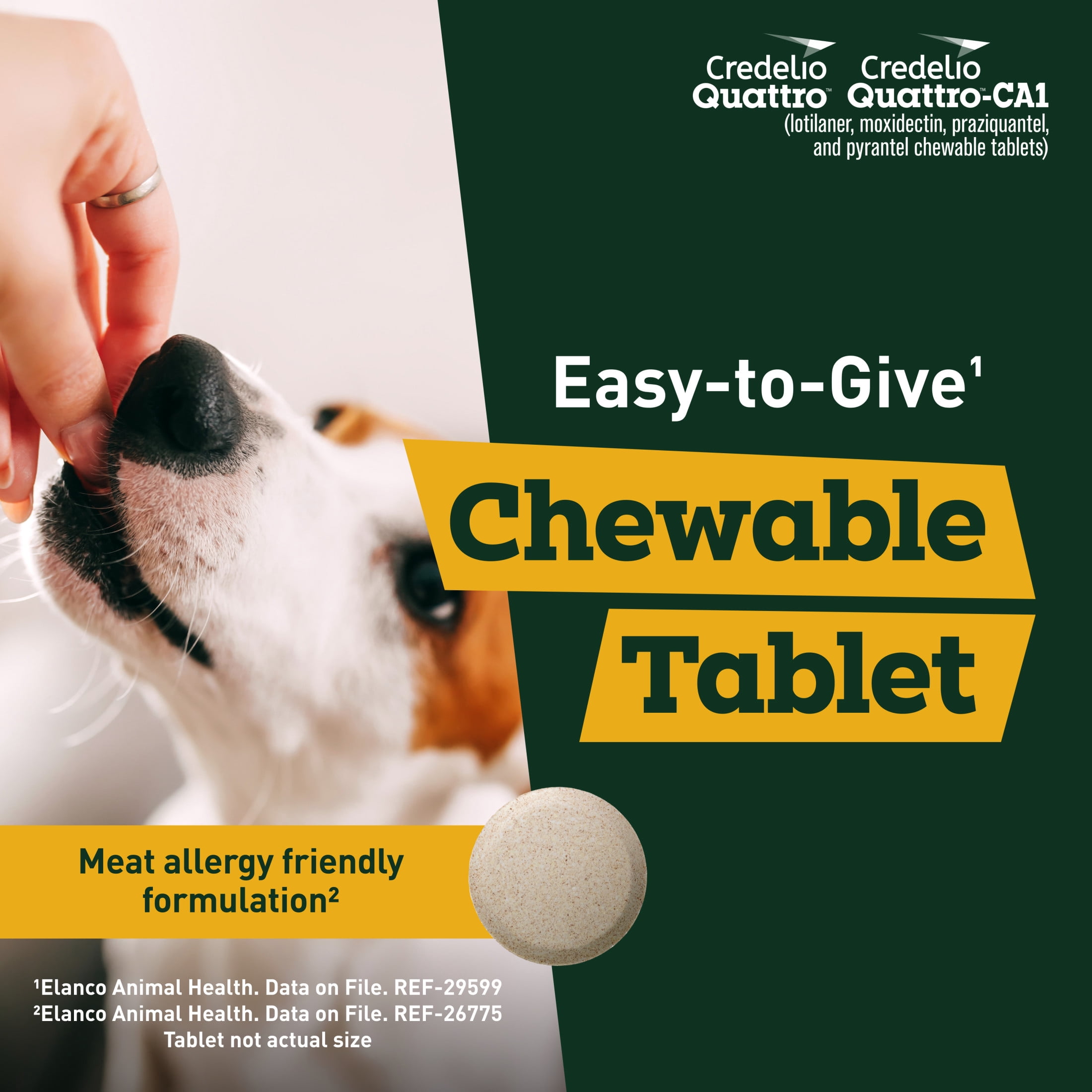 Credelio Quattro / Credelio Quattro-CA1 Dog Flea & Tick Treatment + Heartworm & Parasite Coverage, 6.1-12 lbs (6 Chewable Tablets)