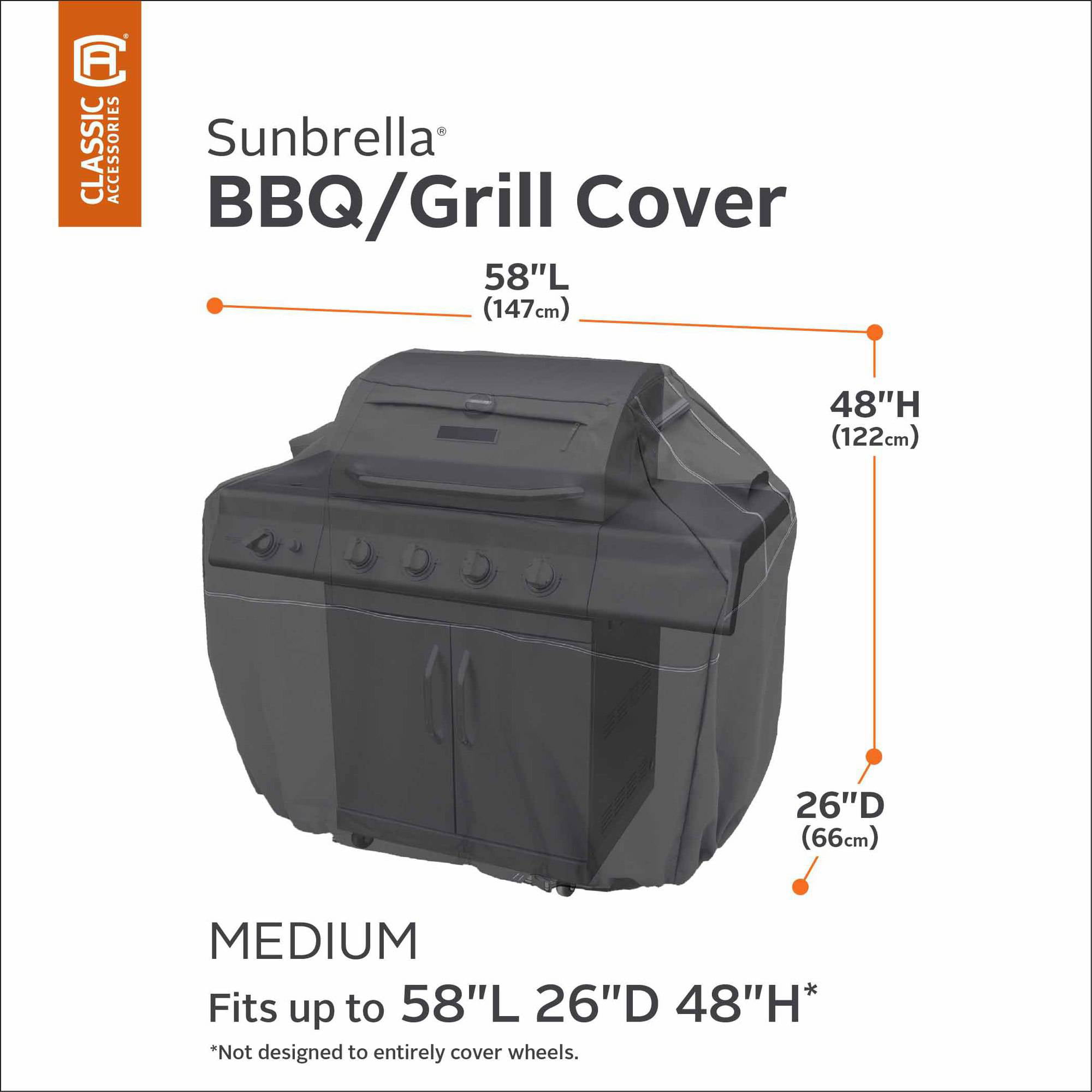 Classic Accessories Sunbrella Water-Resistant 58 Inch BBQ Grill Cover