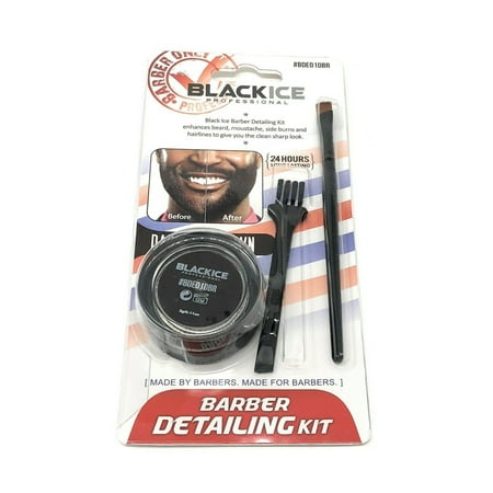Black Ice Professional Barber Black Detailing Kit Color Beard Mustache Hair 24 H (Darkest
