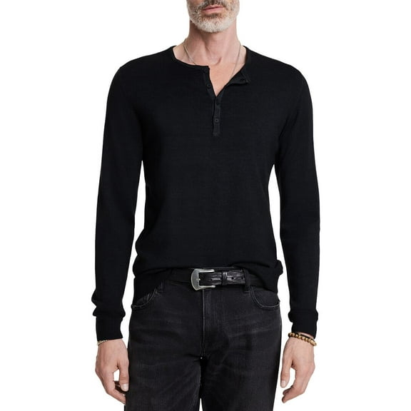 John Varvatos mens Eren Wool-Blend Sweater, XL, Black