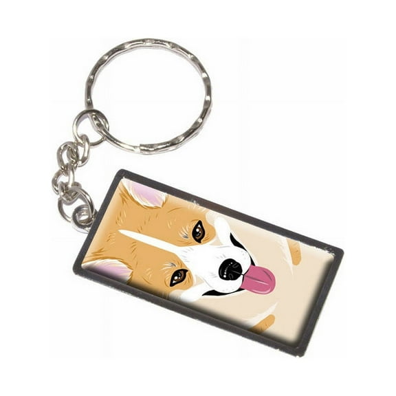 Pembroke Welsh Corgi Yellow Dog Pet Full Face Keychain Key Chain Ring