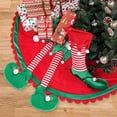 thumbnail image 3 of Mom's Best Faldas para árbol de Navidad y Halloween con flecos de pompones y base de patas rojas, 3 of 6