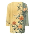 thumbnail image 4 of HAPIMO Women' Plus Size Fashion Clothes Flower Print Tops Flowy Elegant Blouses Round Neck Tees Casual Loose Summer Tops for Women Dressy Tunic Yellow XL, 4 of 5