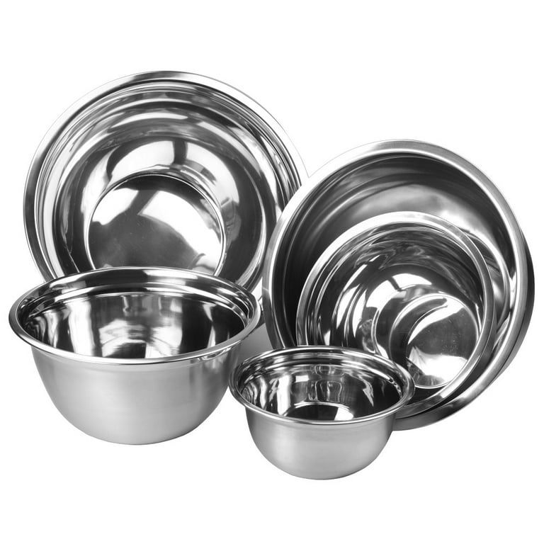Walchoice Mixing Bowls with Lid Set of 6, Stainless Steel Metal Nesting  Bowls for Cooking, Baking, Preparing, Serving, Size 4.5/3/2.5/1.5/1/0.7 QT  - Black 