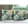 thumbnail image 6 of Ambesonne Ukiyo-e Wave Throw Pillow Cover 4 Pack, Flying Surfers Asian, 16", Navy Blue Ivory Seafoam, 6 of 7