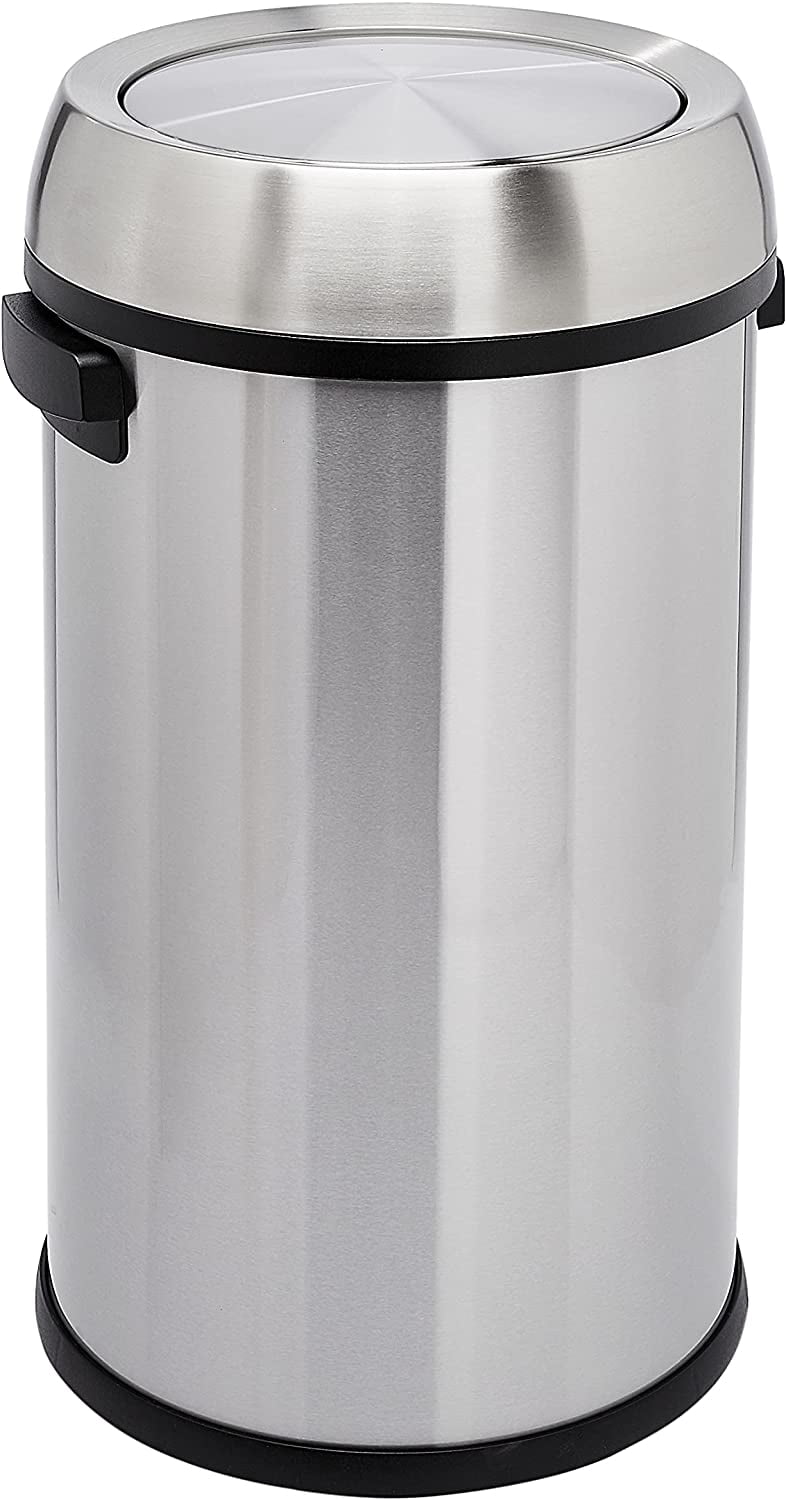 Wide Access Top Slender Durable Receptacle with Sturdy Plastic Liner Alpine Industries 6 L Compact Garbage Bin 1.6 Gal Stainless Steel Slim Open Trash Can 