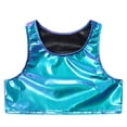thumbnail image 2 of iixpin Big Girls Shiny Metallic Camisole Tank Tops Jazz Hip Hop Dance Costume Party Fancy Vest Tee Blue 2-6, 2 of 7