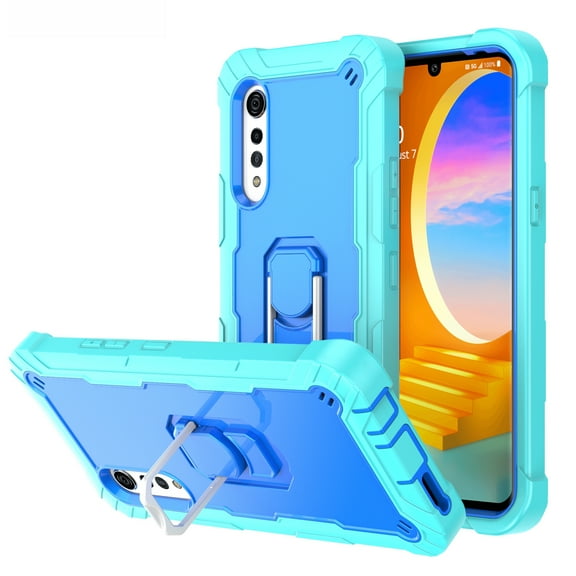 Allytech Case for LG Velvet 5G 6.8 inch, Three Layer Hybrid Hard PC Soft TPU Rubber Shockproof Kickstand Heavy Duty Case for LG Velvet 5G 2020 Release LM-G900(6.8"), Green Blue