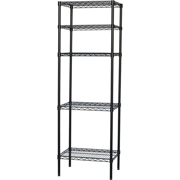 Shelving Inc. 8" d x 8" w x 54" h Black Wire Shelving with 5 Tier Shelves, Weight Capacity 300lbs Per Shelf