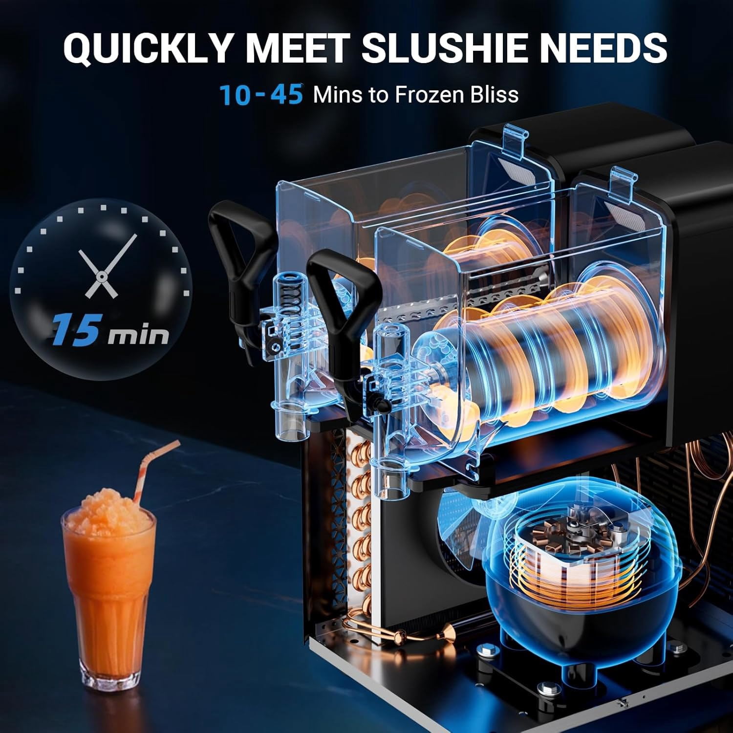 Joreek Slushy Machine 2 Gal/8L, 2 Tanks Frozen Drink Machine Stainless Steel Margarita Machine for Restaurant Home Party Bar Cocktail Alcohol Beverage Wine